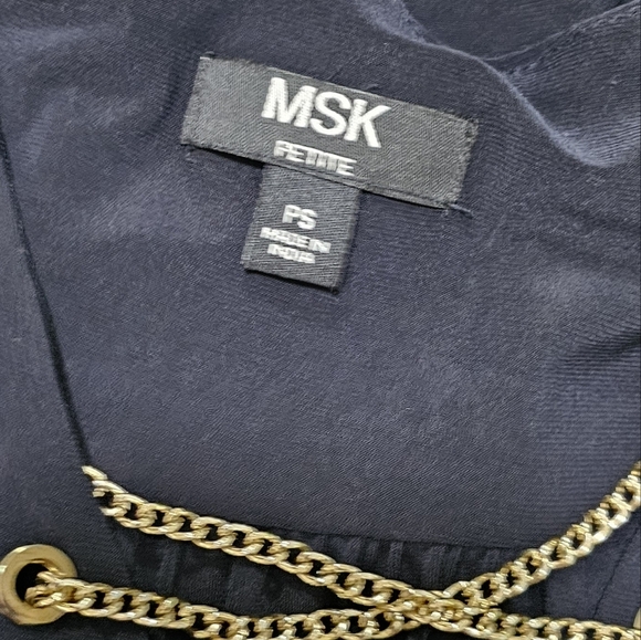 MSK | GOLD CHAIN EMBELLISHED HIGH ELBOW SLEEVE KNEE LENGTH DRESS - Picture 14 of 16